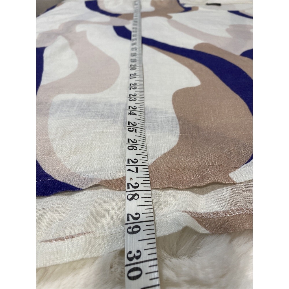 Linen Collection‎ Greece Abstract Swirl Print Poncho Top Blue Tan OS - Picture 6 of 7